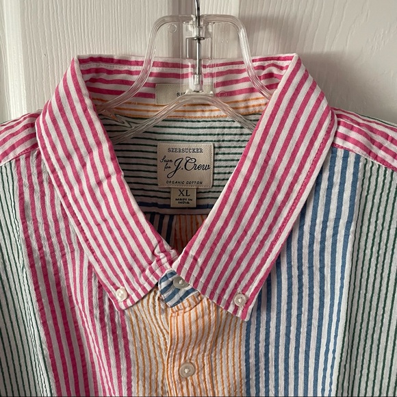New! J Crew Slim Fit Seersucker Button Down Shirt Multi Color Stripe Size XL - Picture 12 of 16